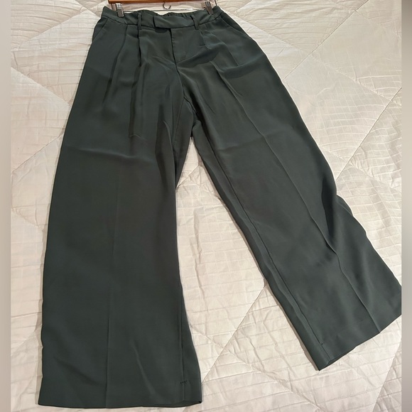 Sage Green Wide Leg Dress Pants - Picture 3 of 3